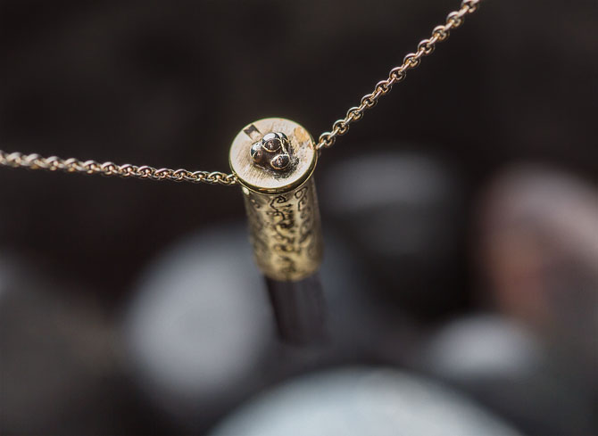 Black Tourmaline bullet shell necklace